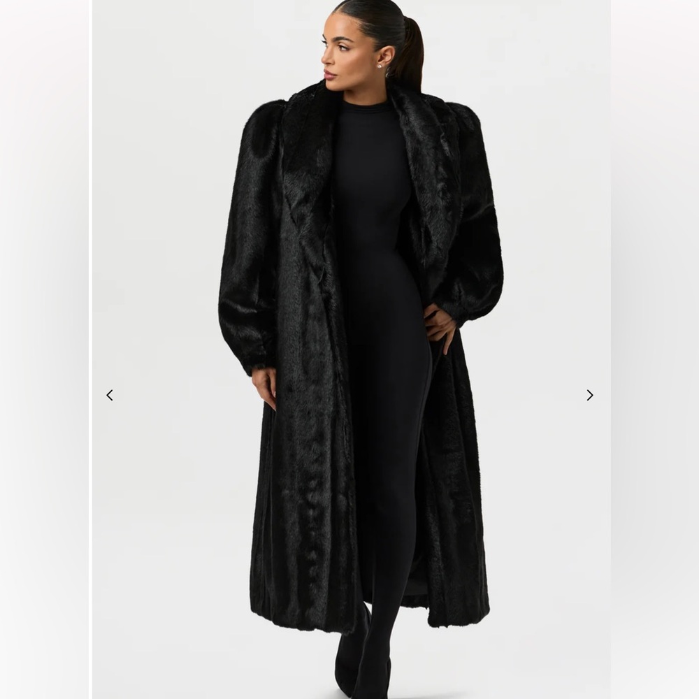 Naked Wardrobe Faux Mink Long Coat - Picture 2 of 9